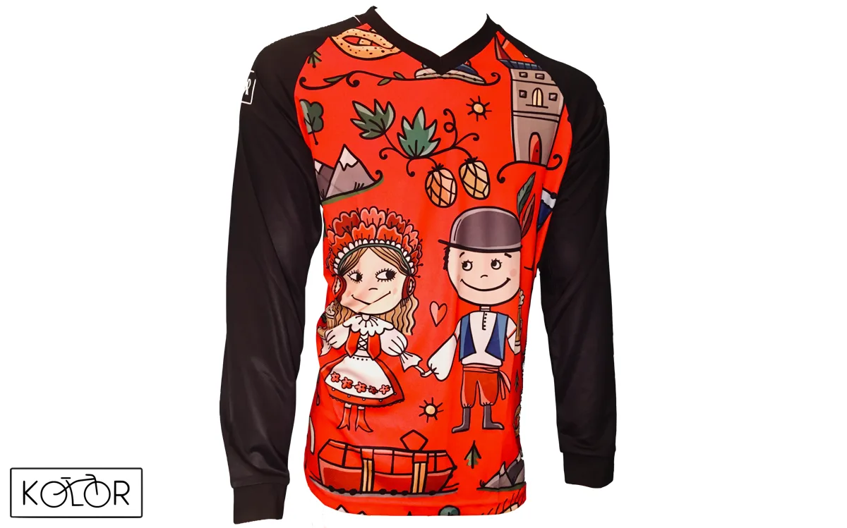 Unisex MTB dres s dlouhým rukávem KOLOR Czech - červený