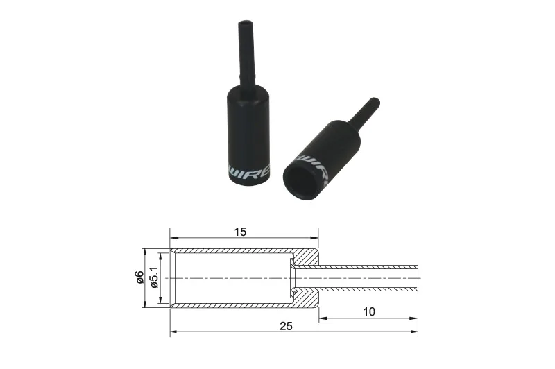 BOT060BJ koncovka bowdenu s ochranou, Al, 5mm, černá
