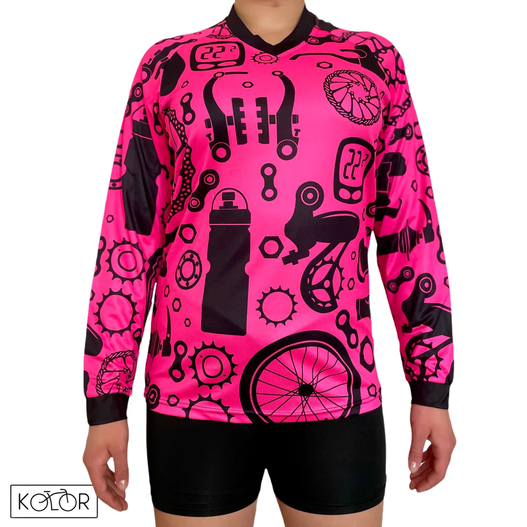 Unisex MTB dres s dlouhým rukávem KOLOR Parts - Pink