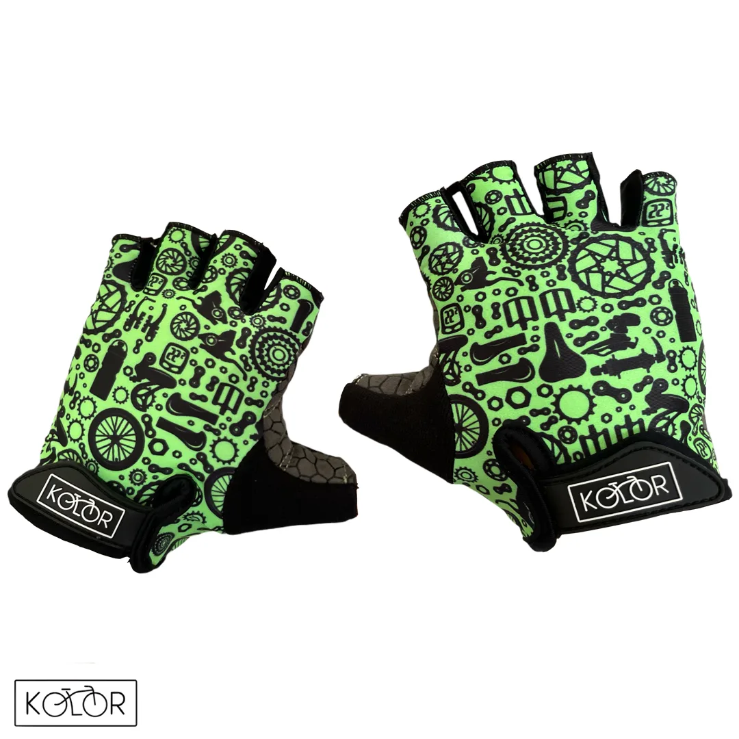 Krátké cyklistické rukavice KOLOR Parts -Green