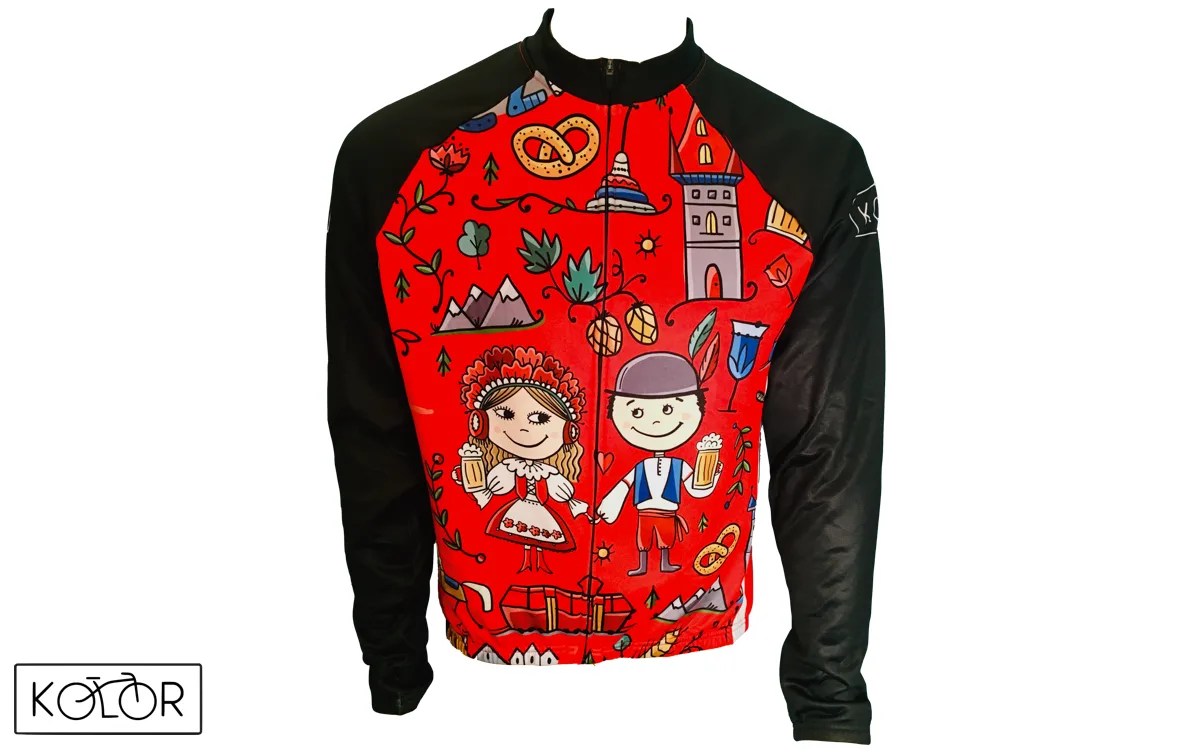 Unisex zimní dres s dlouhým rukávem KOLOR Czech - červený