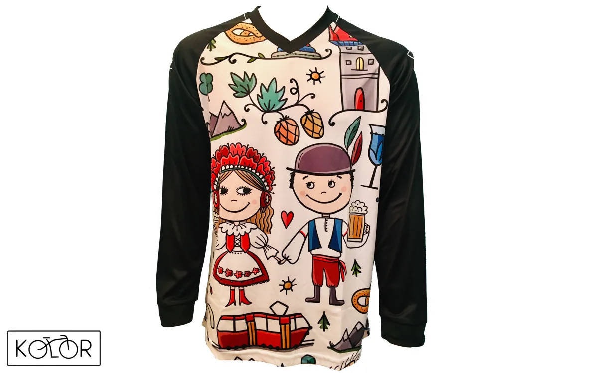 Unisex MTB dres s dlouhým rukávem KOLOR Czech - bílý
