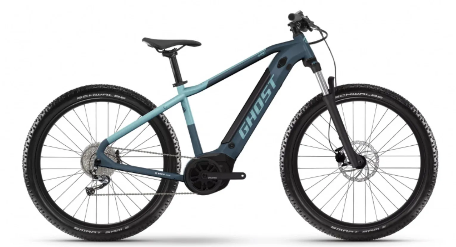 GHOST E-Teru Essential Dark Grey/Metallic Light Blue - XL